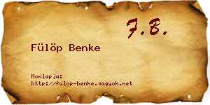 Fülöp Benke névjegykártya